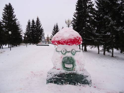 Снежный гриб - красная шапочка